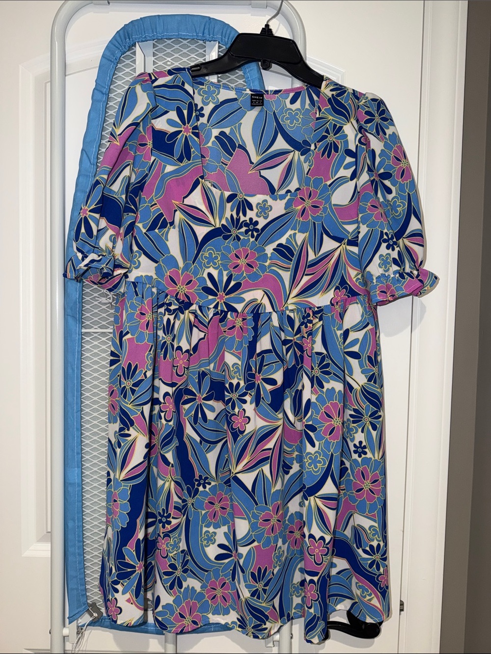 SHEIN Blue and Purple Floral Dress